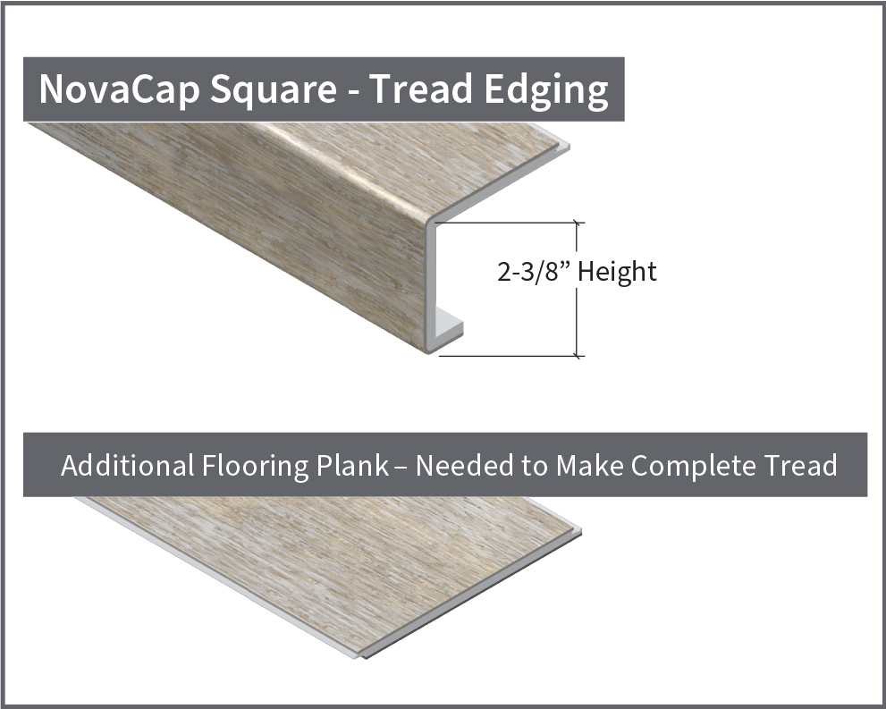 Available Profiles - Tread edging. Additional flooring plank needed to make complete tread