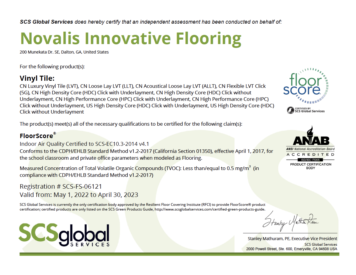 Novalis Floorscore US and China